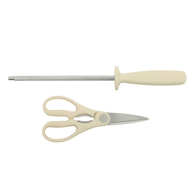 Kenmore Kane 14-Piece Stainless Steel Kitchen Knife Block Set - Triple Rivet ABS Handles.