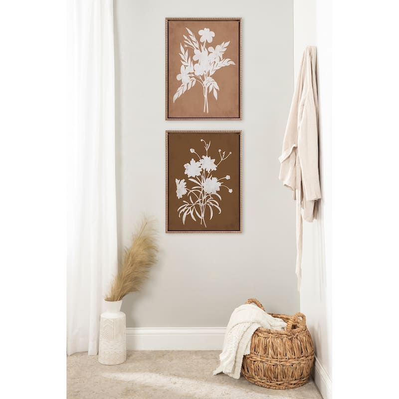 Kate and Laurel Sylvie Beaded Floral Canvas Art Set by Heather Dutton