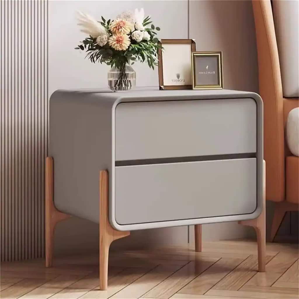 2 Drawer Nightstand with Large Storage Space Easy-To-Assemble
