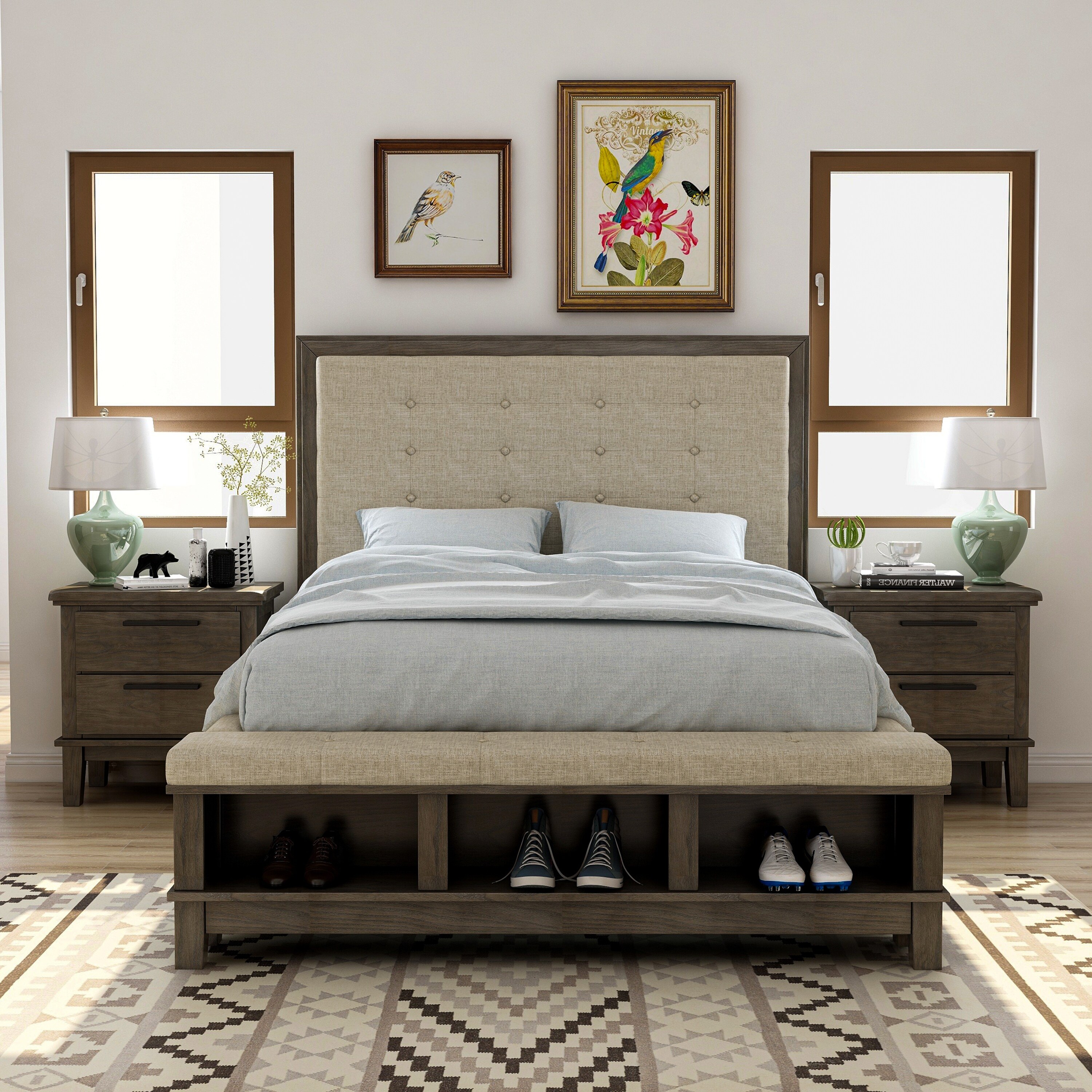 Shop Furniture Of America Trom Grey 3 Piece Bedroom Set With 2 Nightstands Overstock 31840431 Queen