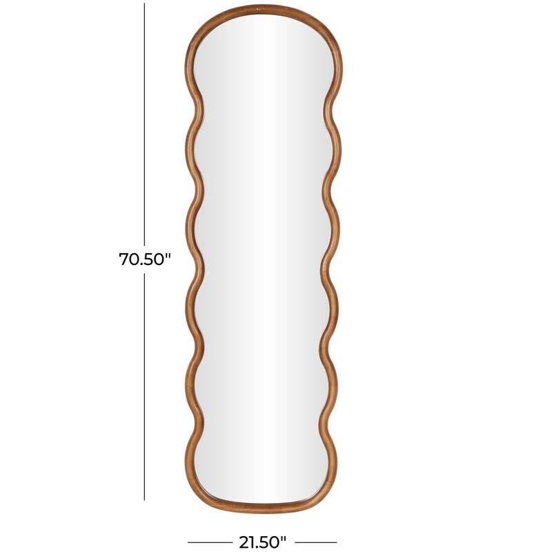 Brown Wood Wavy Room Wall Mirror