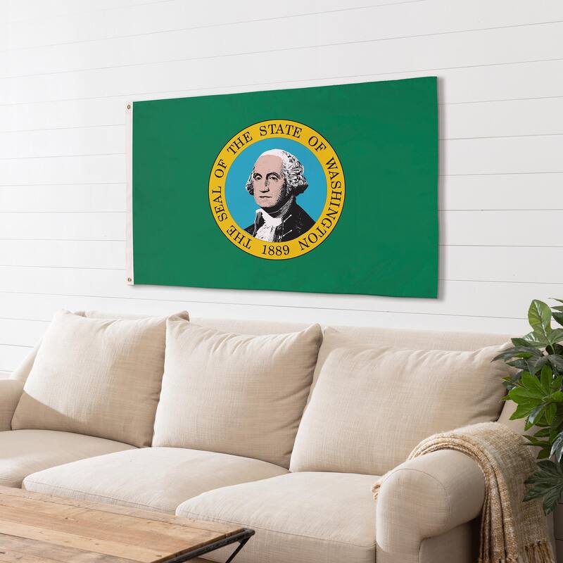 State of Washington Double Sided Flag w/ 2 Grommets, 3'x5'