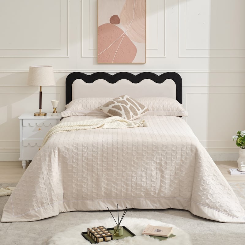 Upholstered Platform Bed Frame Queen Size with Headboard