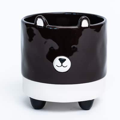 Black & White Puppy Footed Planter