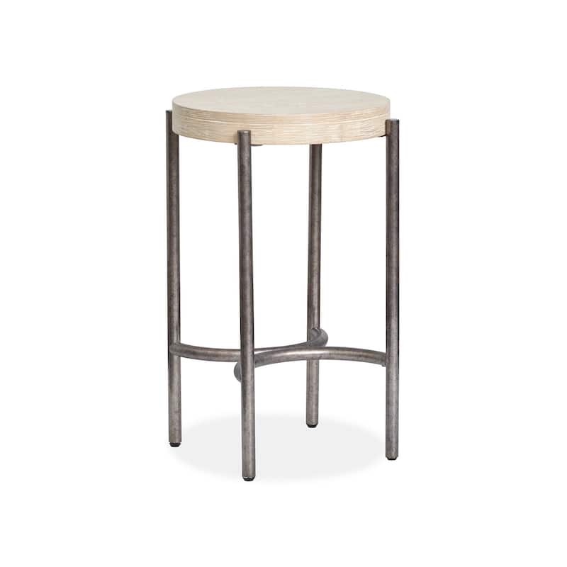 Magnussen Home Jennings Edgecomb Grey and Weathered Antique Nickel Round Accent Table - 18''W x 18''D x 26''H - 18''W x 18''D x 26''H