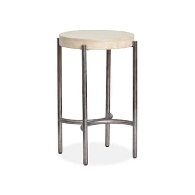 Magnussen Home Jennings Edgecomb Grey and Weathered Antique Nickel Round Accent Table - 18''W x 18''D x 26''H