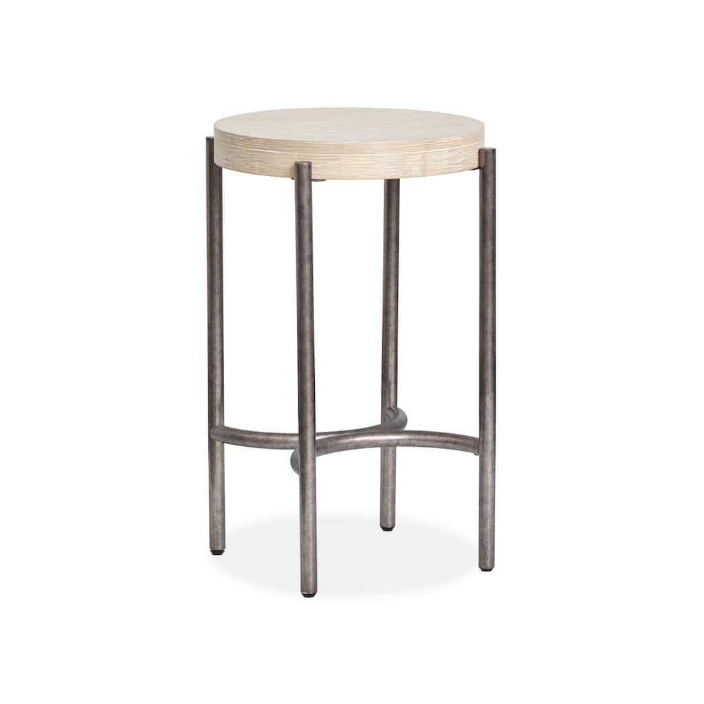 Magnussen Home Jennings Edgecomb Grey and Weathered Antique Nickel Round Accent Table - 18''W x 18''D x 26''H