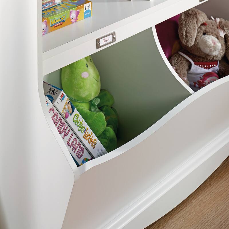 White Kids Storage Organizer with Multiple Cubbies for Toys and Books Child-Safe Design