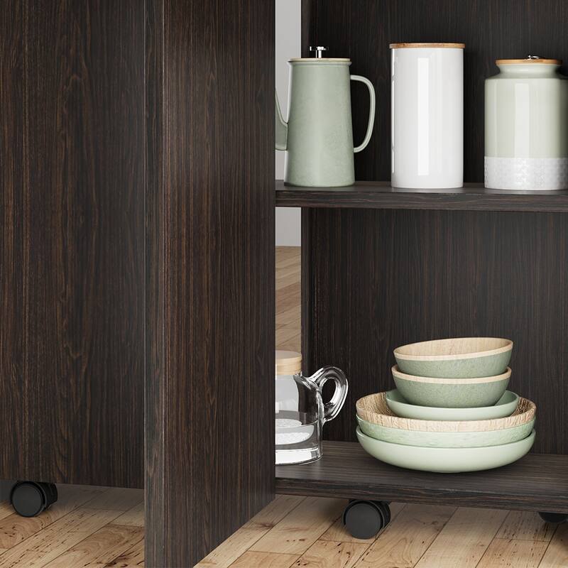 Folding Dining Table with 2 Tier Storage, Extendable Kitchen Table