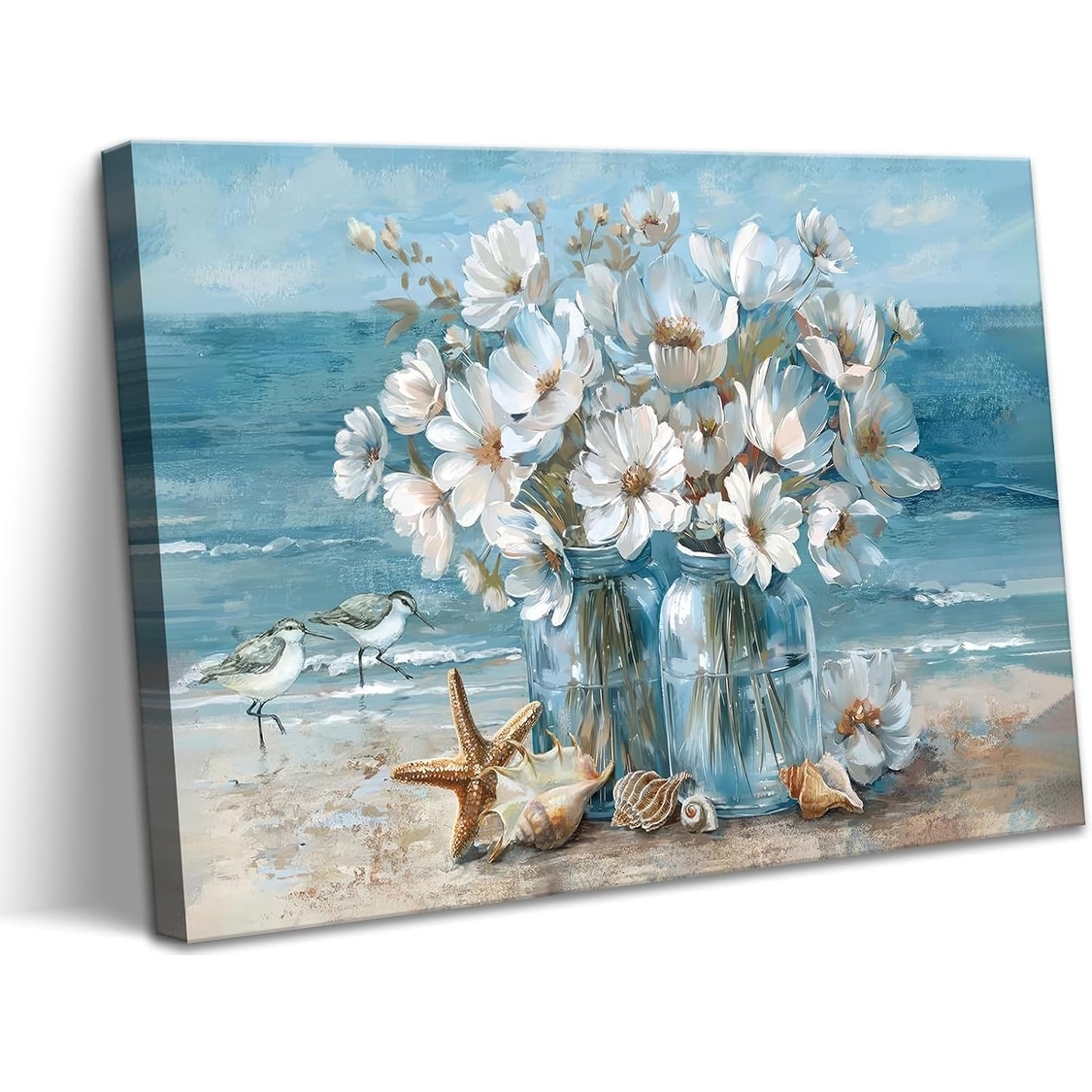 Blue Ocean Beach Bathroom Wall Art