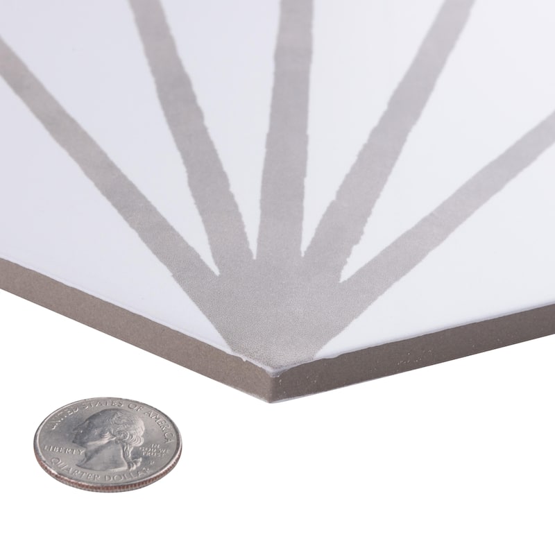 Merola Tile Horizon Dawn Hex Gris 7-3/4" x 9" Porcelain Floor and Wall Tile