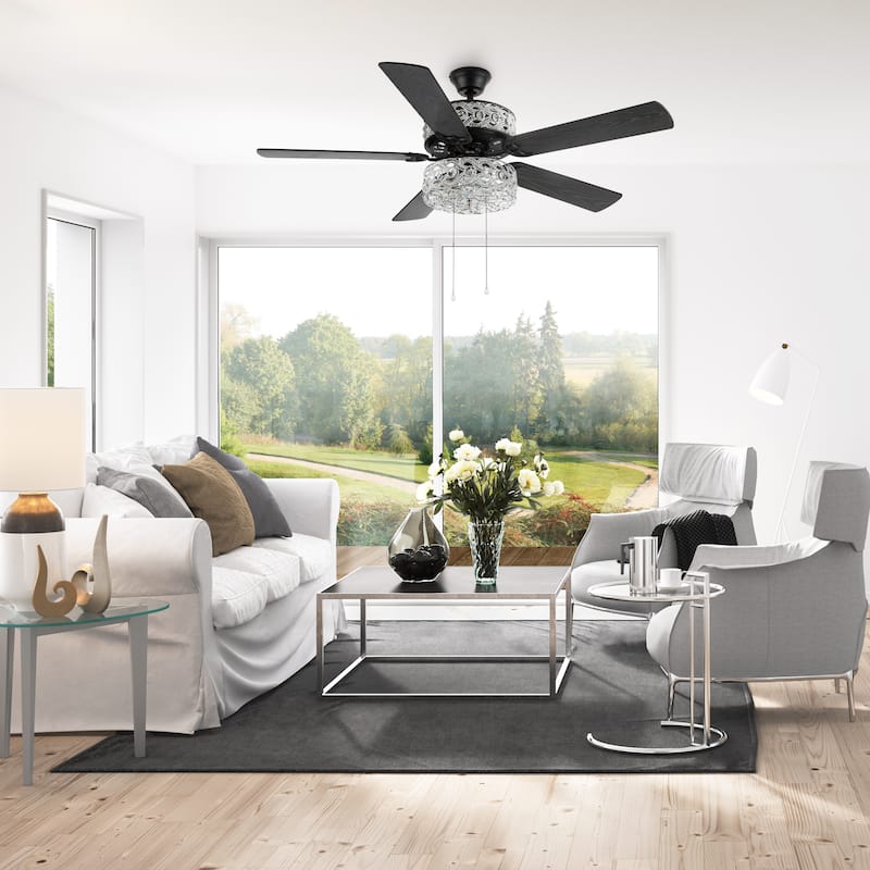 River of Goods Olivia Oil Rubbed Bronze Finish/ Crystal 52-inch LED Ceiling Fan - 52"L x 52"W x 18.25"H - 52"L x 52"W x 18.25"H