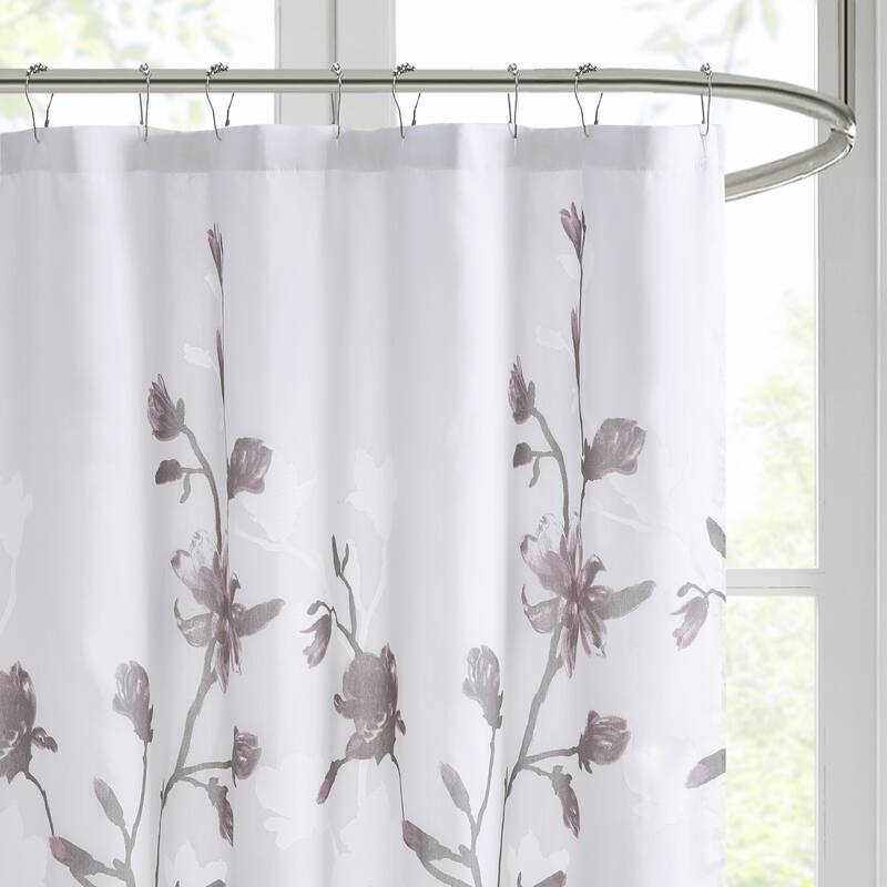Madison Park Sylvan Floral Printed Burnout Shower Curtain