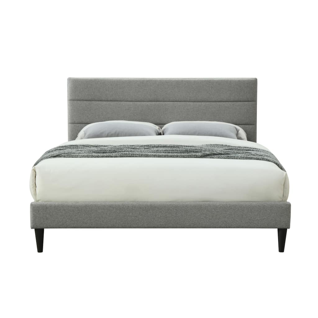 Twin Size Bed in a Box with USB Charging and Gray Channel Headboard