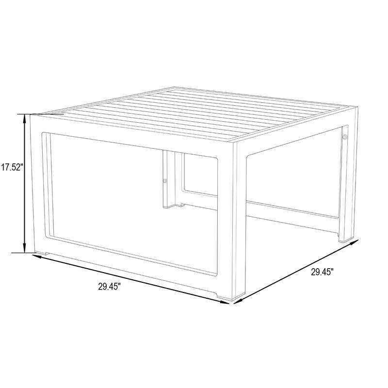 Chelsea 5-Piece Modern Armless Patio Sectional and Coffee Table for Patio Garden Summer Yard Porch