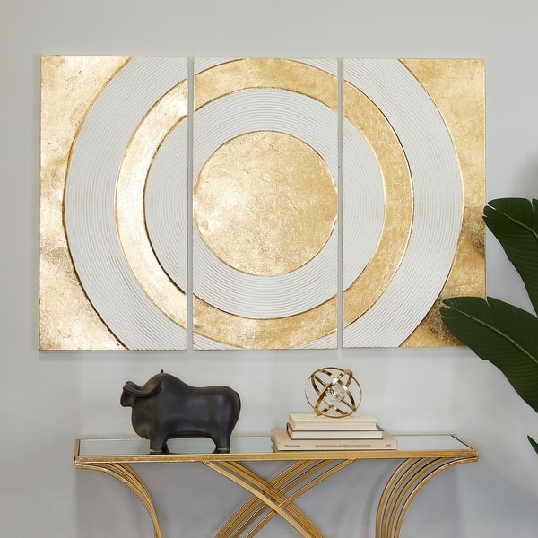 slide 2 of 6, CosmoLiving by Cosmopolitan Gold Metal Target Geometric Home Wall Decor Gold