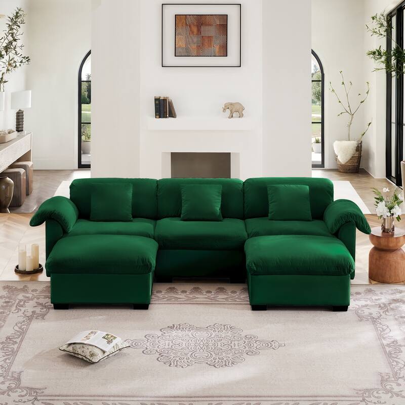 Velvet Fabric Modular Cloud Couch with Storage Seat,Free Combination