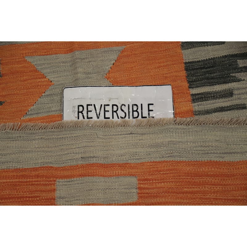 Hand Woven Oriental 100% Wool Carpet Southwestern Modern Greys & Charcoal Kilim Area Rug - 6' 8'' X 4' 9''