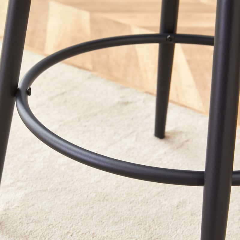 Counter Height Bar Stools Set of 2, Fabric Upholstered Bar Stools with Open Back, Kitchen Island Chairs with Footstool