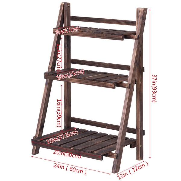 Shop Costway 3 Tier Outdoor Wood Design Flower Pot Shelf Stand Folding Display Rack Garden Overstock 19863789