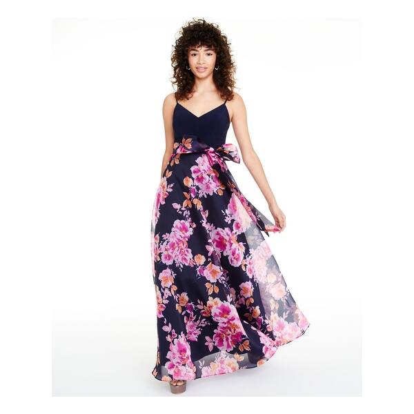 Eliza J Women's Floral Spaghetti Strap V Neck Full Length Evening Fit Flare Dress Blue Size 8 - Bed Bath & Beyond - 40557818 Eliza J Women's Floral Spaghetti Strap V Neck Full Length Evening Fit Flare Dress Blue Size 8 - Bed Bath & Beyond - 40557818