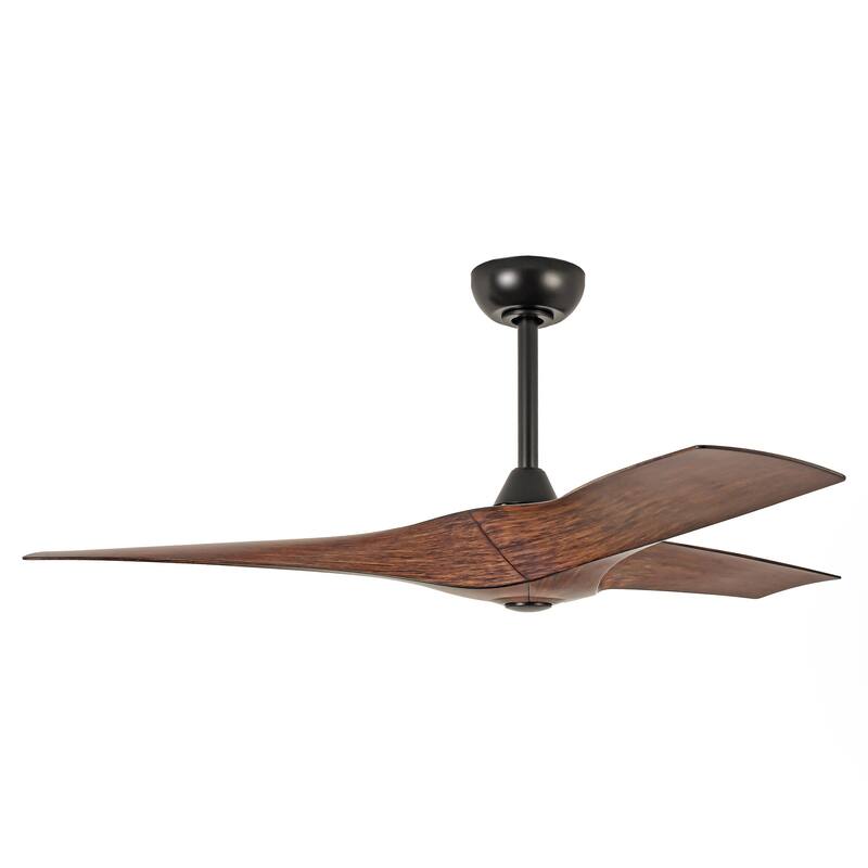 52" Erin Modern Industrial Black & Walnut Ceiling Fan