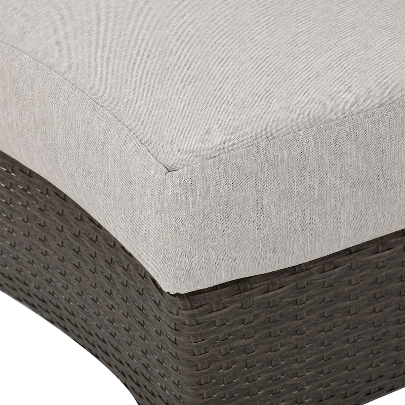 Newton Wicker Outdoor Curved Loveseat Sectional with Cushions by Christopher Knight Home