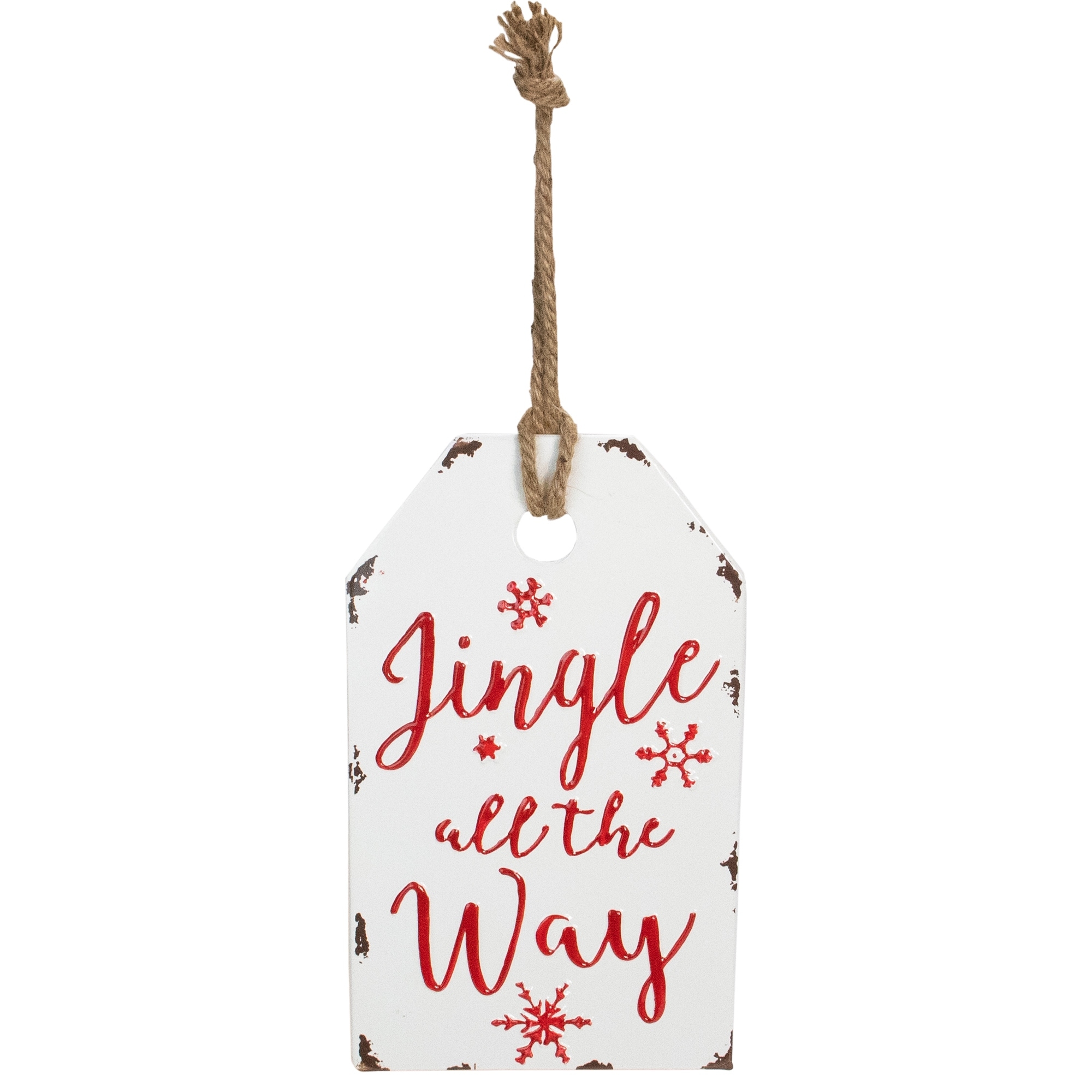 12" White Red Metal Distressed "Merry Bright" Christmas Wall Decor