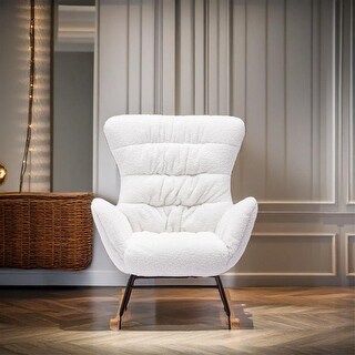 Teddy Fabric Rocking Chair with Wooden Frame - Bed Bath & Beyond - 39073037