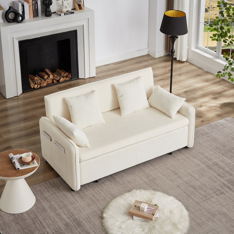 Chenille Interior Lazy Sofa Chaise longue Armchair with three pillows and armrestsSleeping Sofa Bed