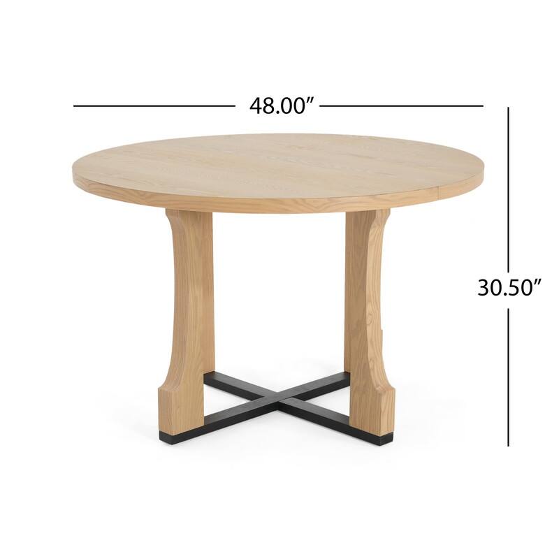 48-inch Round Dining Table for 4 - Farmhouse Pedestal Base Kitchen Table