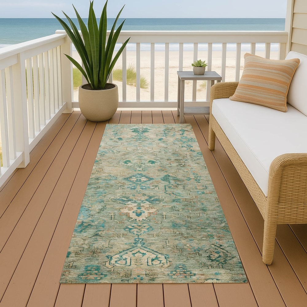 Machine Washable Indoor/ Outdoor Traditional Serenity Chantille Rug