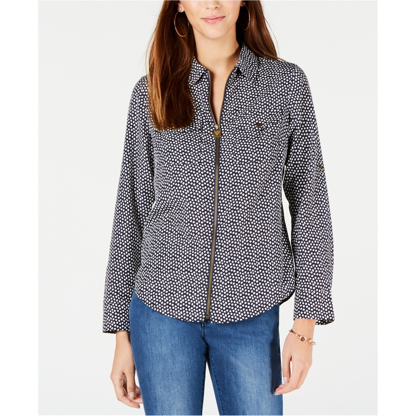 blouse with zip front