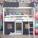 preview thumbnail 2 of 32, Playhouse Design Impression & Beautiful Twin Size Bunk Wood House Bed with Elegant Windows, Sills and Tent