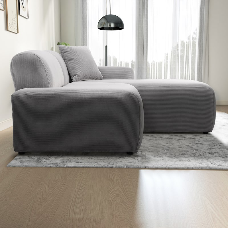 Daron Mid-Century Modern Sectional Corduroy Sofa