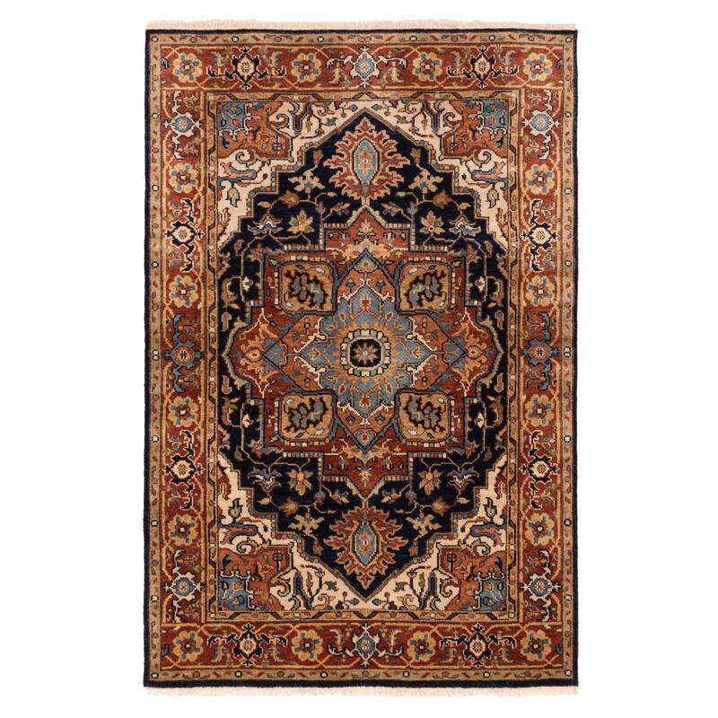ECARPETGALLERY Hand-knotted Jules Sultane Dark Navy Wool Rug - 4'0 x 5'11