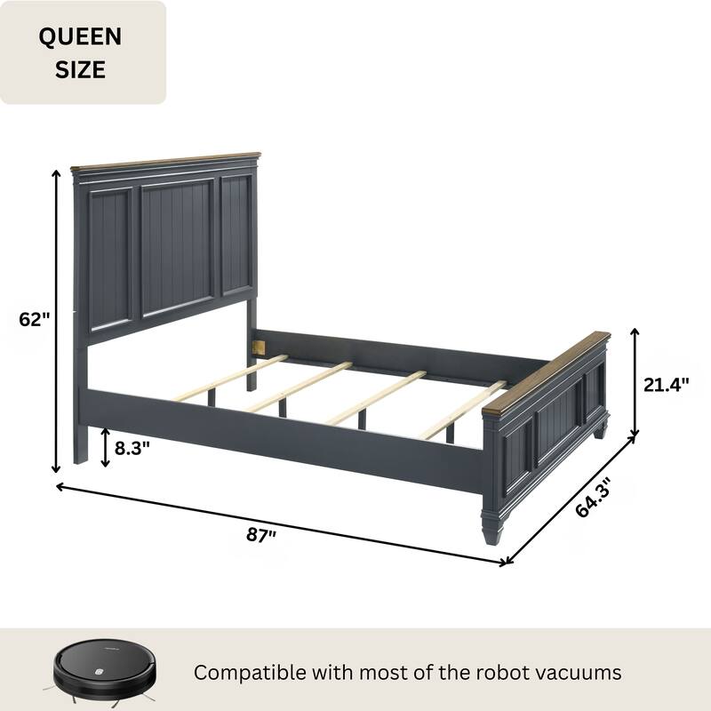 Roundhill Furniture Clelane Wood Bedroom Set with Bed, Dresser, Mirror, and Nightstand