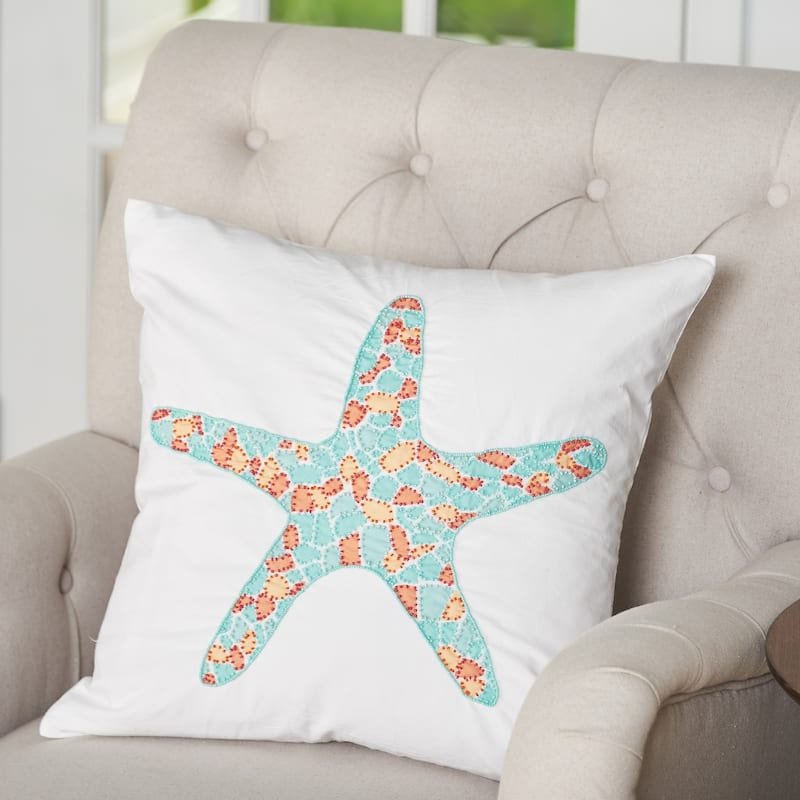 18" x 18" Grand Starfish Beaded Pillow