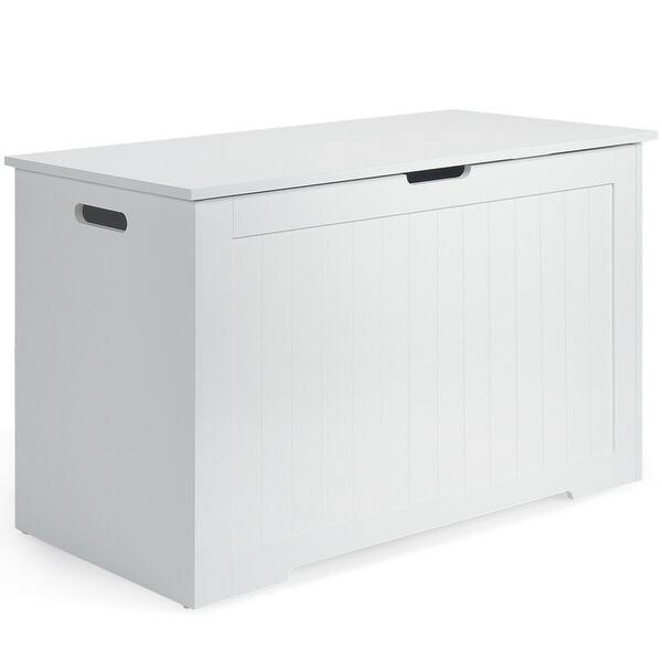 slide 6 of 10, Wooden Toy Box Kids Storage Chest Bench - 30" x 16" x 19" (L x W x H) White