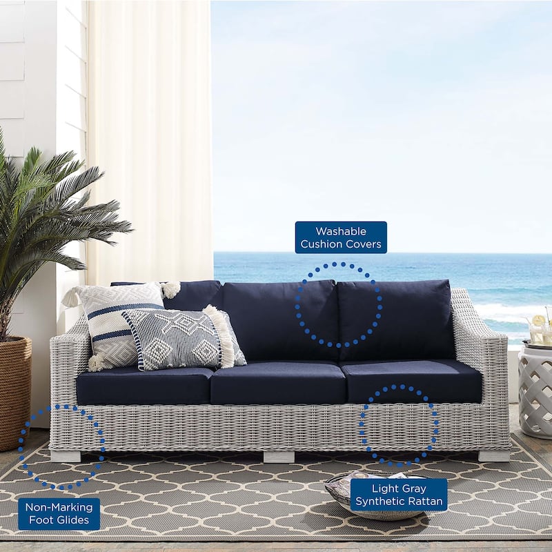 Conway Sunbrella Outdoor Patio Wicker Rattan Sofa