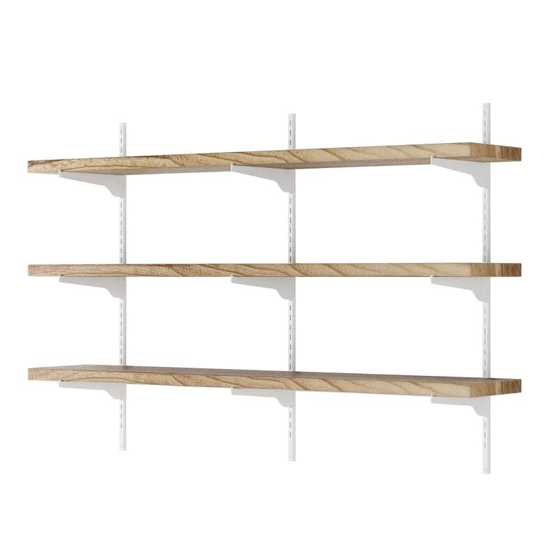 Wallniture Turin 54" Floating Adjustable Shelf, Wall Mounted Shelves with Tier Options, Living Room Shelves, Rustic & Boho Decor