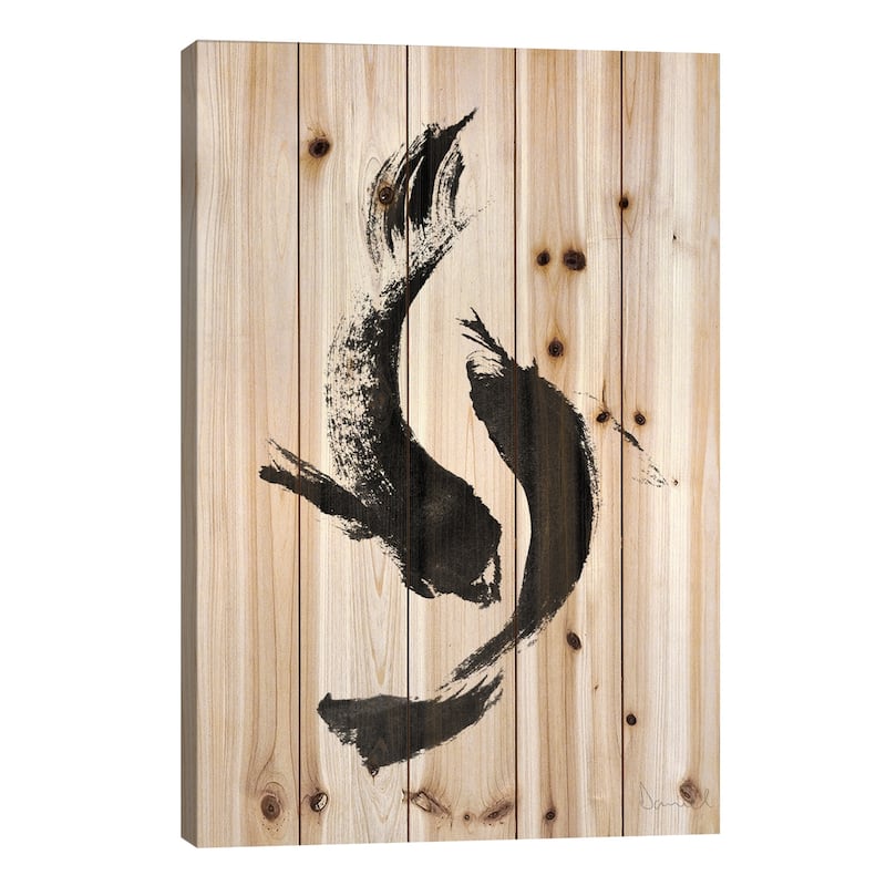 Koi Print On Wood by Dan Hobday - Multi-Color - 40x26x1.5