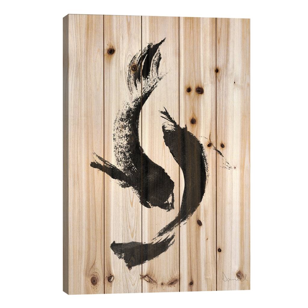 Koi Print On Wood by Dan Hobday - Multi-Color