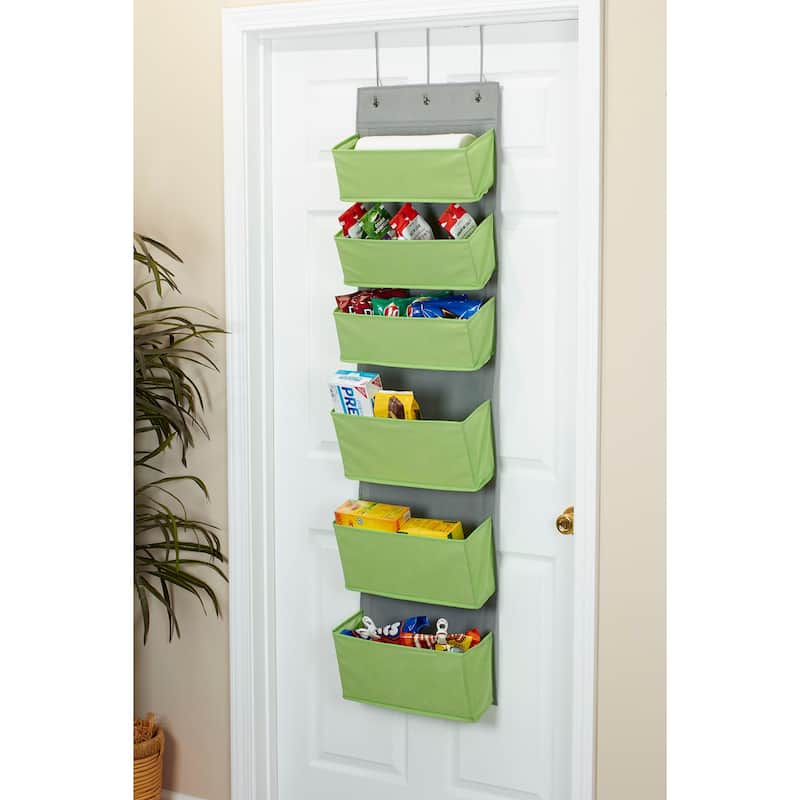 Household Essentials 6 Pocket Over the Door Organizer - 7.0"L x 15.0"W x 57.0"H - Green