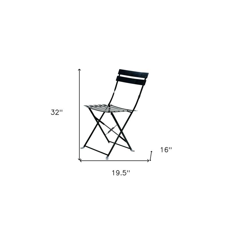 Set of Two Black Aluminum Outdoor Folding Dining Chairs