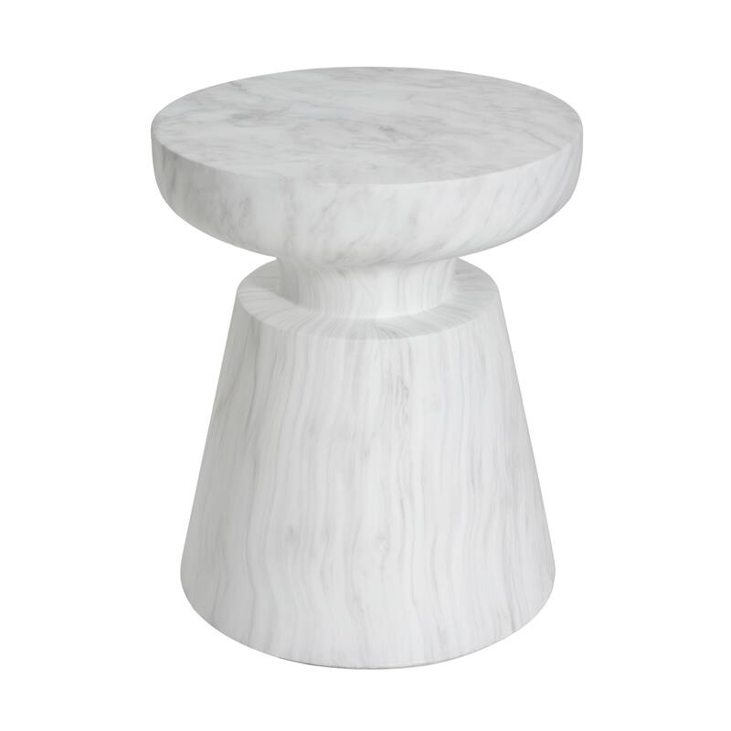 Outdoor Ponti Travertine Side Table, White - 15.65
