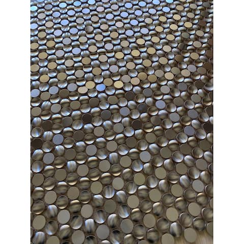 Apollo Tile 5 pack Silver 11.7-in x 11.7-in Polished Stainless Steel Penny Pebble Mosaic Wall Tile (4.75 sq ft/case)