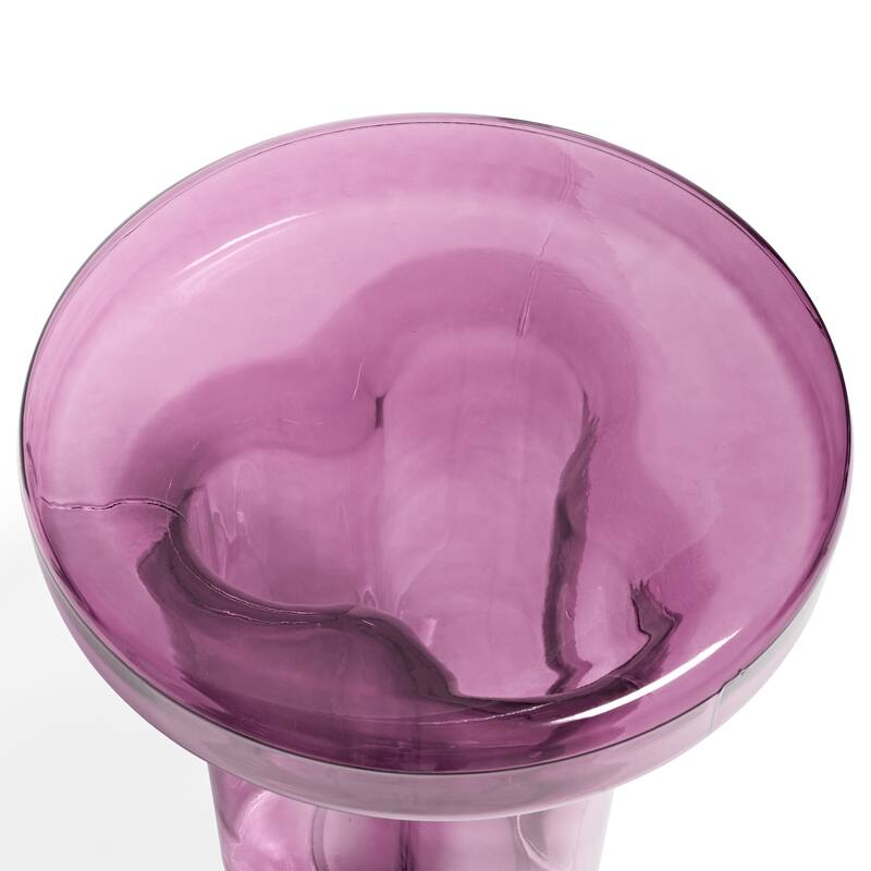 Modern Artistic Flower Glass Round Coffee Table Side Table