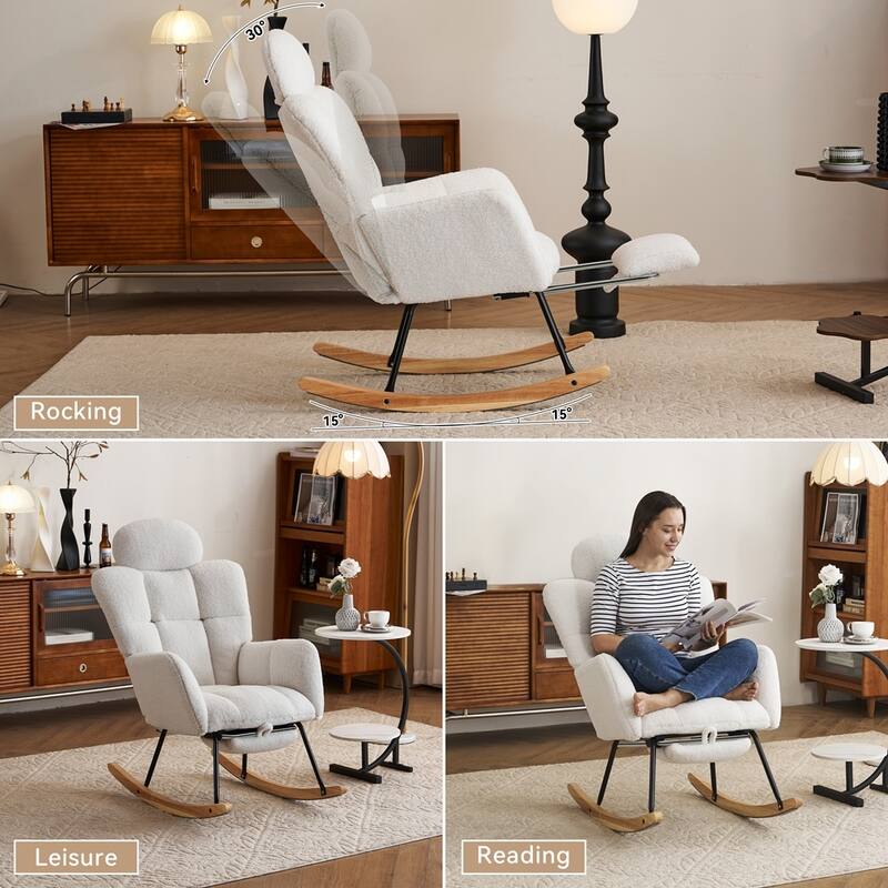 Teddy Fabric Upholstered Rocking Chair Accent Armchair Chair