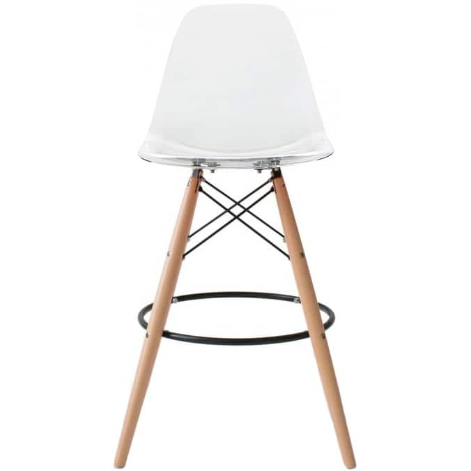 Counter Stool With Back Plastic Molded Wooden Eiffel Base For Kitchen Island Hotel Work High Chair
